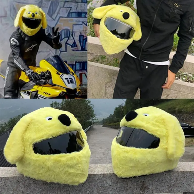 Couvre Casque Moto - Chien Jaune
