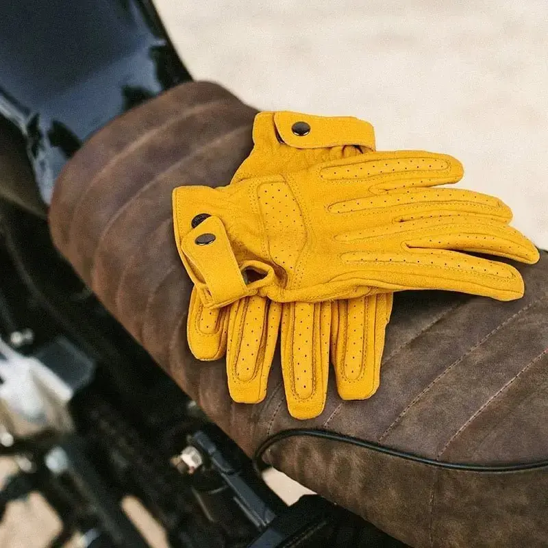 Gants moto cuir vintage été