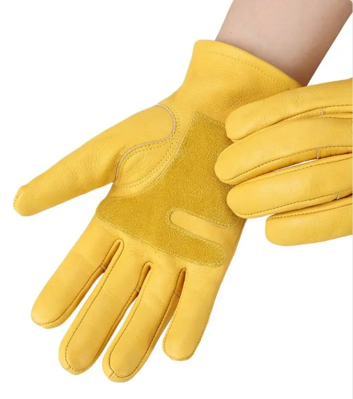 Gants cuir vintage jaune