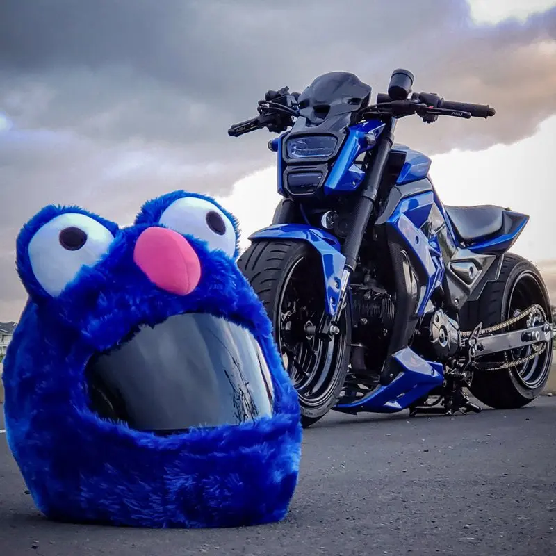 Couvre Casque Moto - Peluche bleu