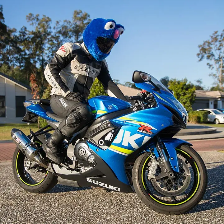 Couvre Casque Moto - Peluche bleu