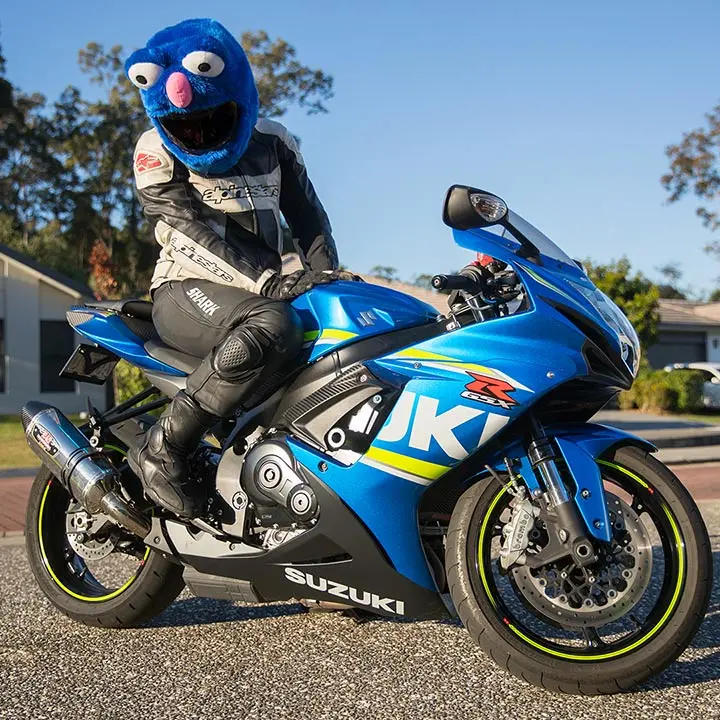 Couvre Casque Moto - Peluche bleu