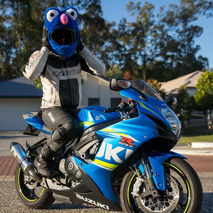Couvre Casque Moto - Peluche bleu