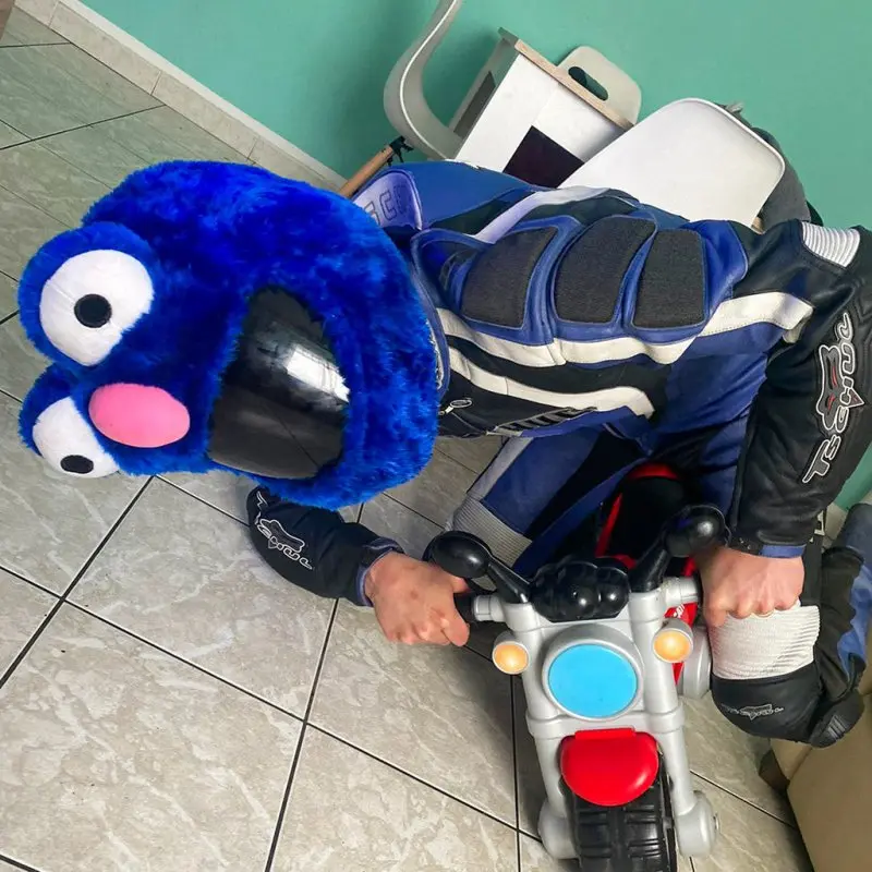 Couvre Casque Moto - Peluche bleu