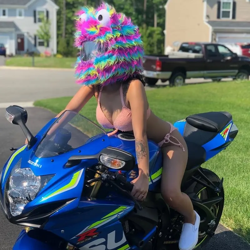 Couvre Casque Moto - Peluche Multicolor