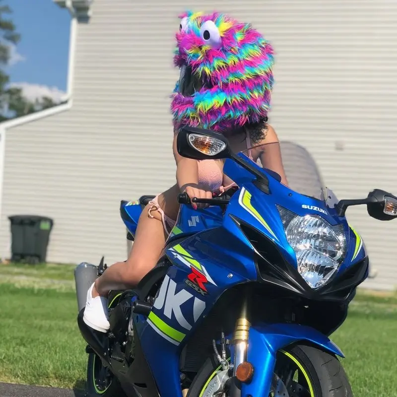Couvre Casque Moto - Peluche Multicolor