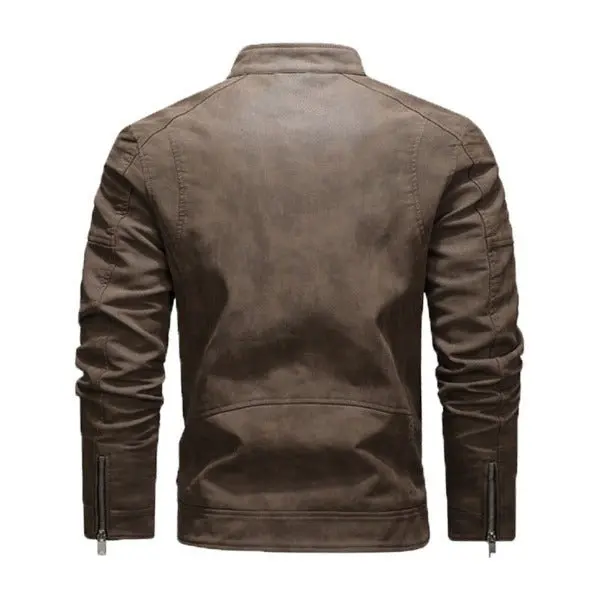 Blouson Biker "Vintage Racer" – Cuir PU Grainé & Doublure Polaire (Marron/Noir)