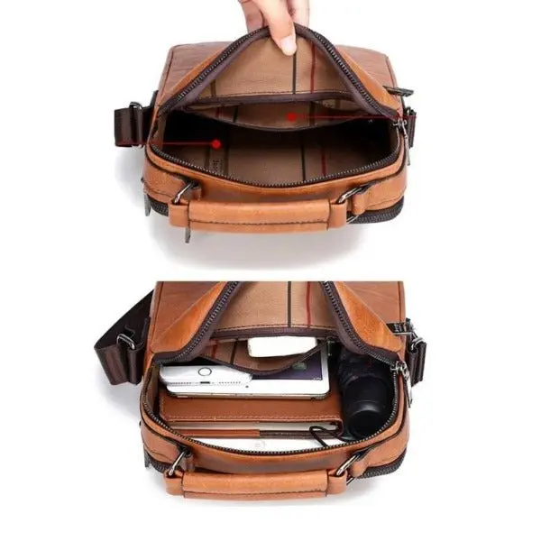 Sacoche en cuir a bandoulière pour homme.