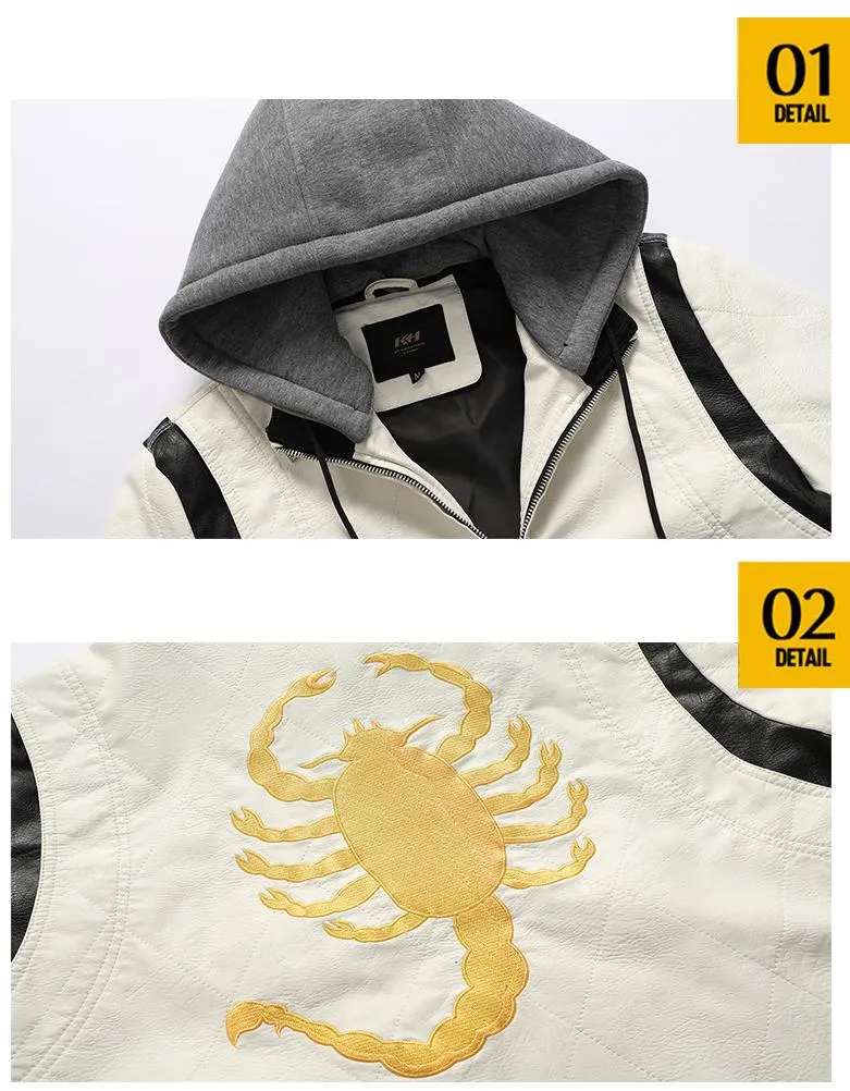 Veste en cuir blanc homme