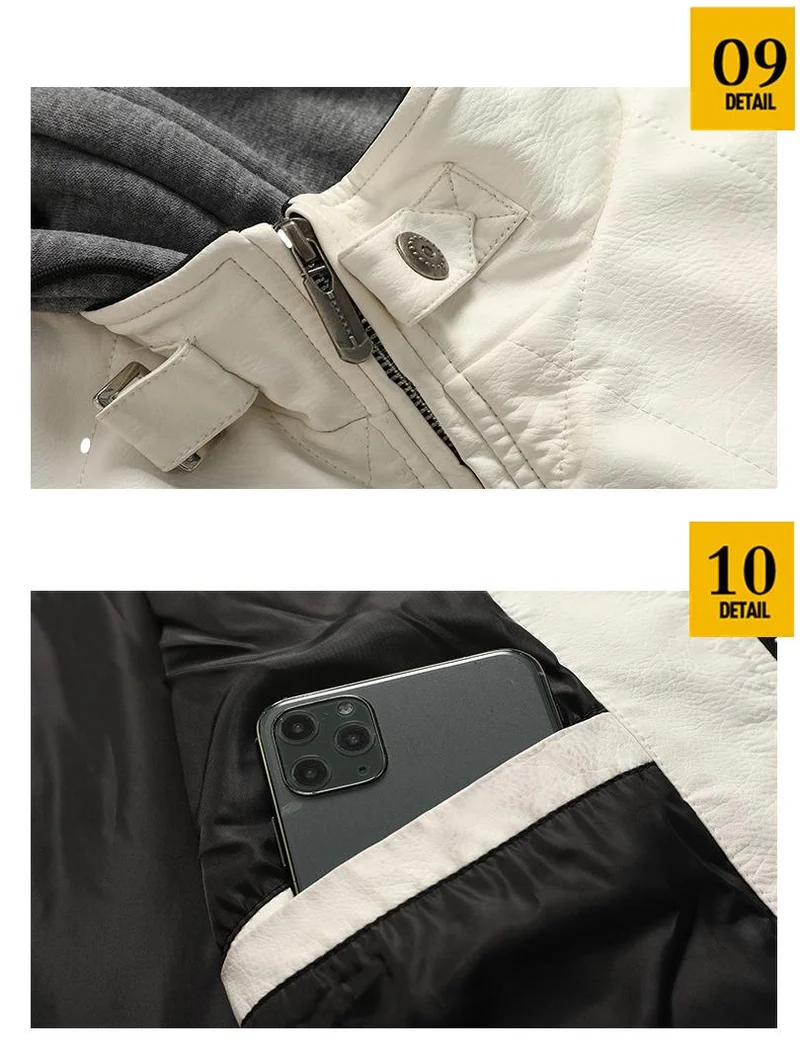 Veste en cuir blanc homme