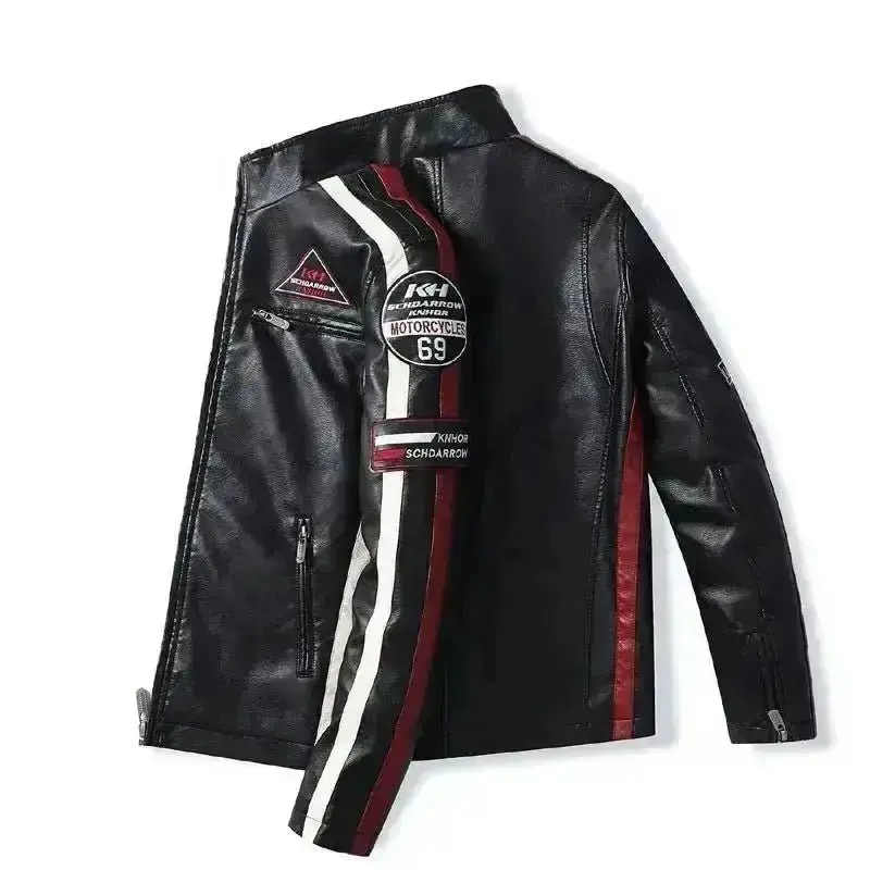 Veste cuir biker vintage - Speed RACE Noir