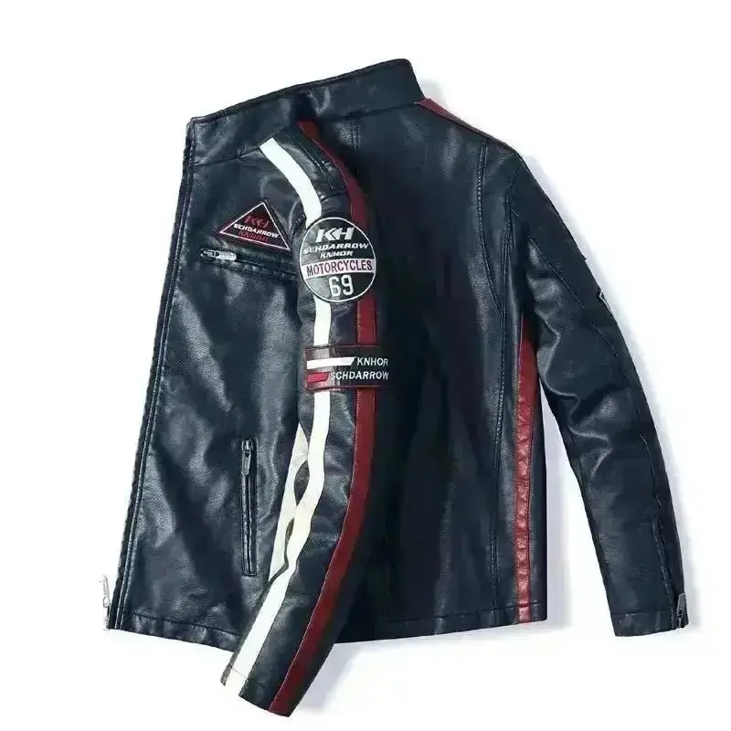 Veste cuir biker vintage - Speed RACE Noir