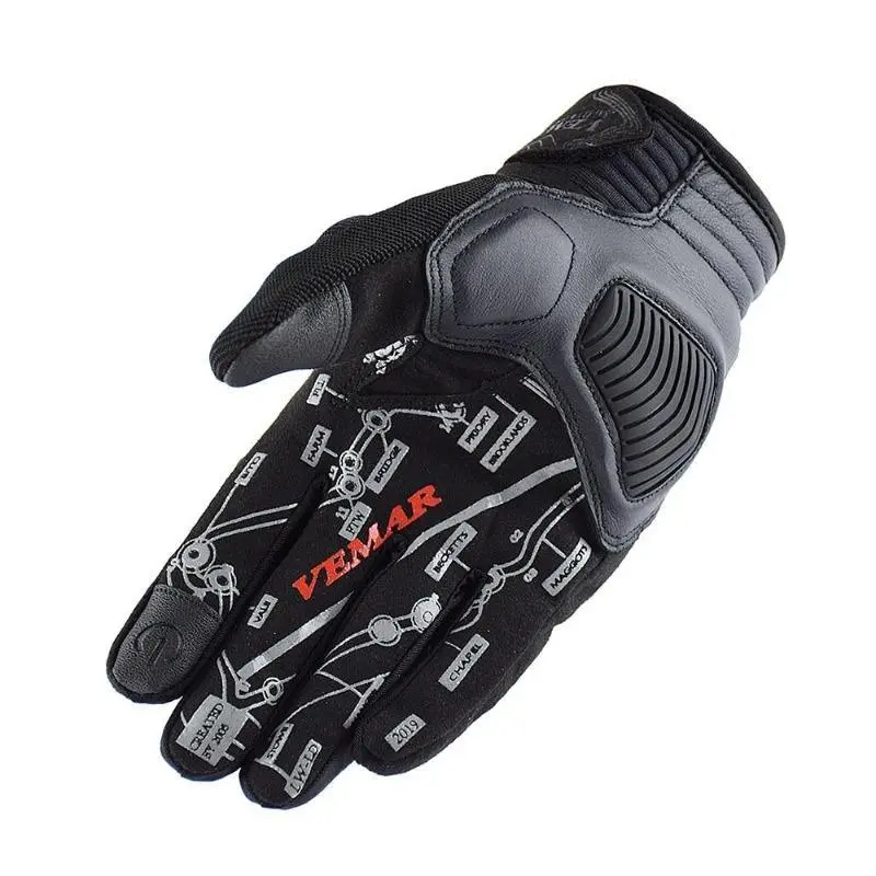 Gants de moto été | SkullGrind™ rouge | DESTOCKAGE
