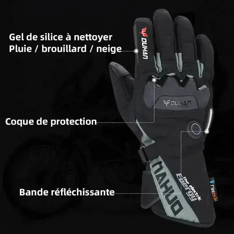 Gants de moto chauffant électriques imperméables