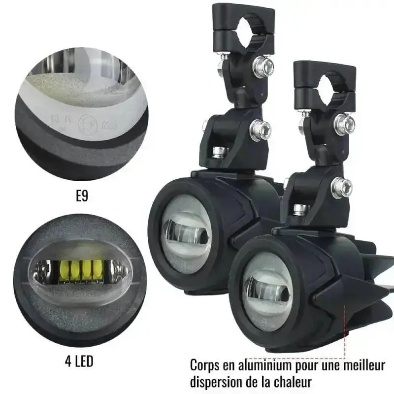 Feux additionnels LED moto multidirectionnel