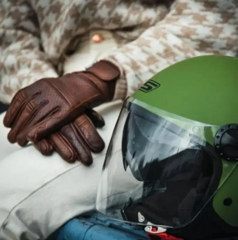Gants moto été cuir perforé style vintage - Homologués