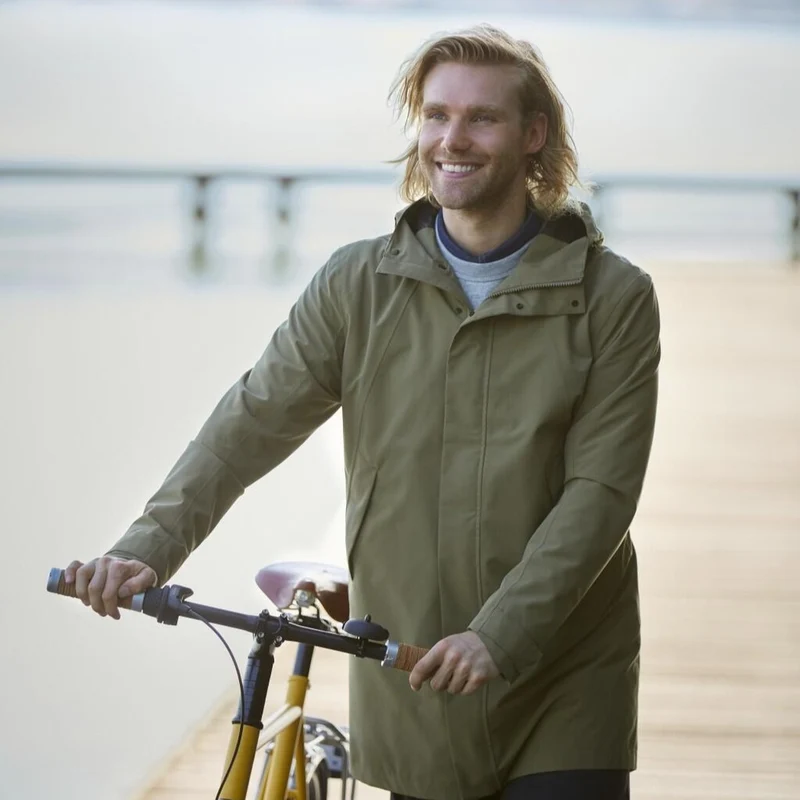 Parka de pluie vélo étanche vert olive pour hommes Mosse Basil