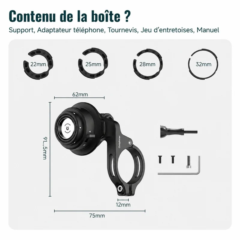 Support Smartphone vélo sur Guidon avec verrouillage antivol Outplorer QB01-Out