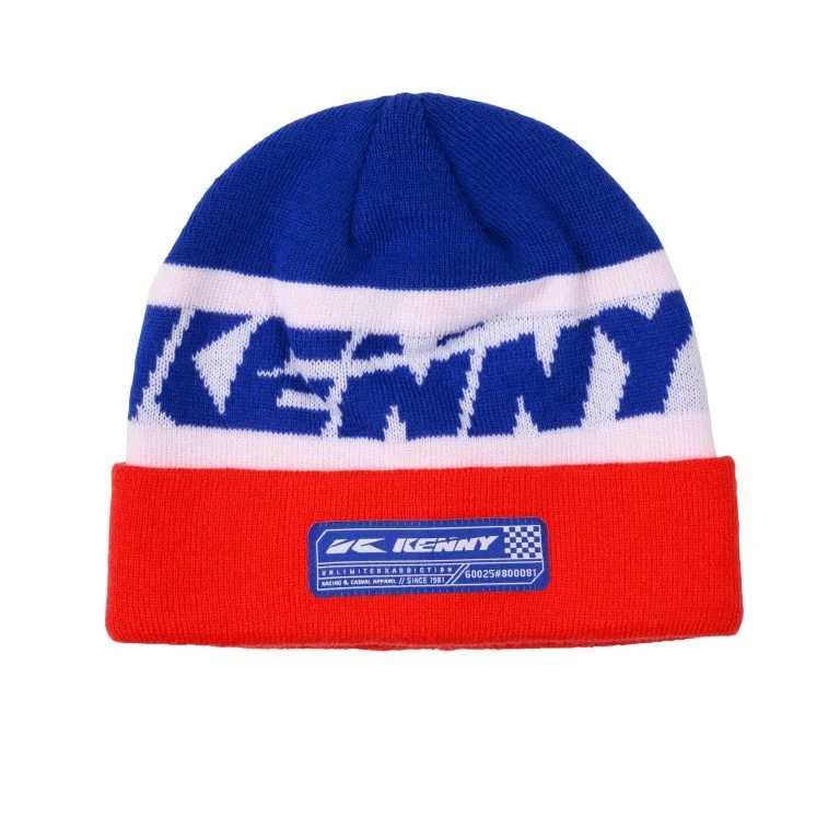 Bonnet Heritage Kenny - Bleu et Rouge Style Rider Hiver
