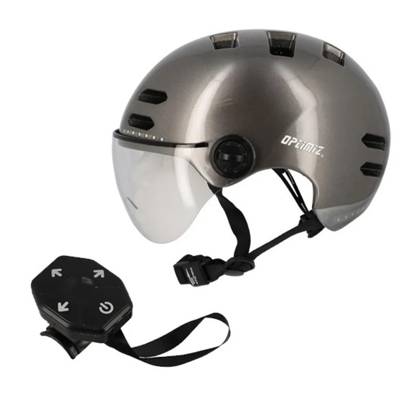 Casque de vélo avec visière et clignotants intégrés Optimiz
