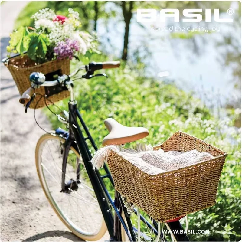 Panier vélo arrière fixe Basil Cento aspect Rotin