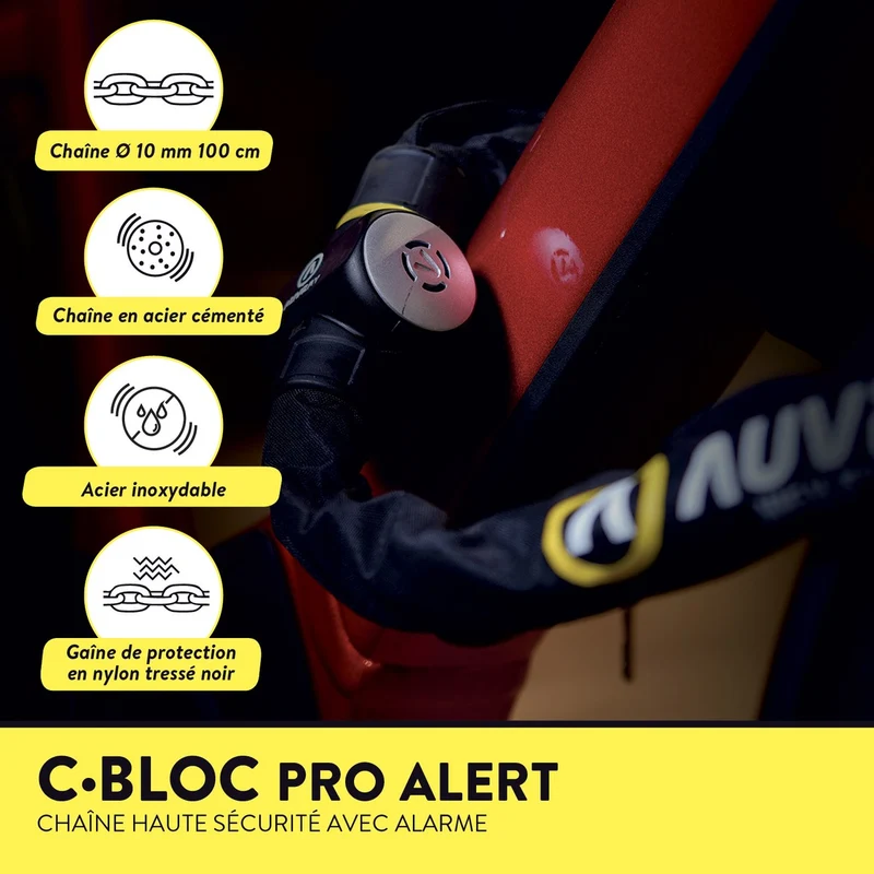 Chaine Alarme antivol vélo Auvray C-Bloc Pro Alert