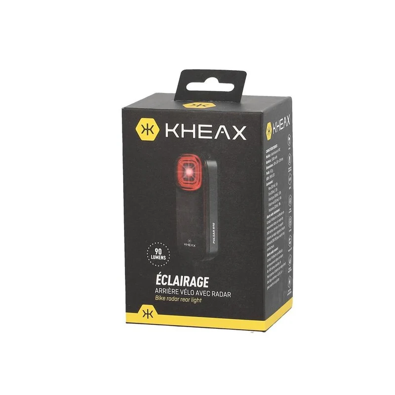 Radar feu arrière vélo Kheax Pulsar R90 avec alerte 140 m