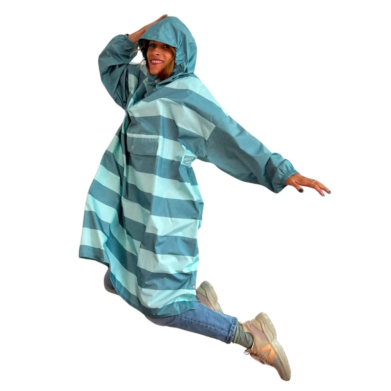 Poncho de pluie Poule Party adulte ou enfant Green Stripes