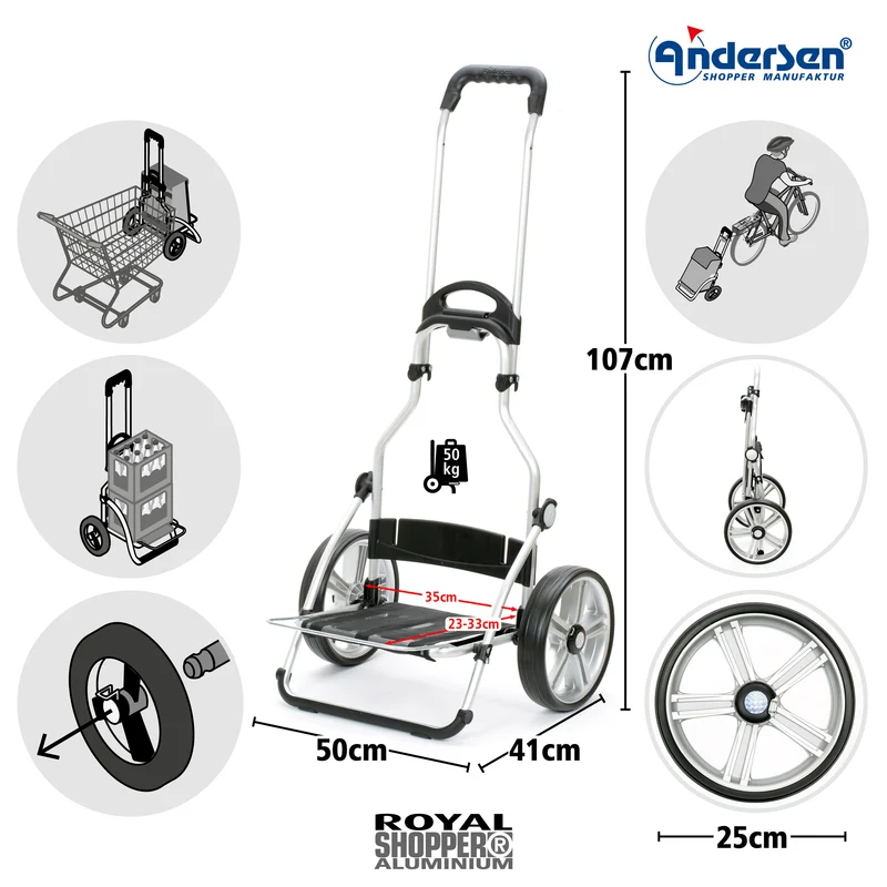 Caddie pour vélo Andersen Royal Shopper avec Sac étanche Ortlieb