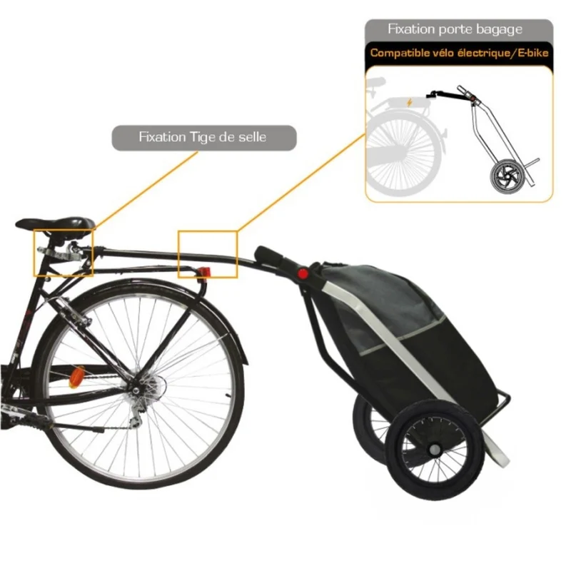 Remorque vélo chariot Shopping Trailer 50L