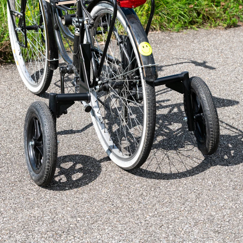 Roues stabilisatrices pour vélo adulte fixation hauban et base